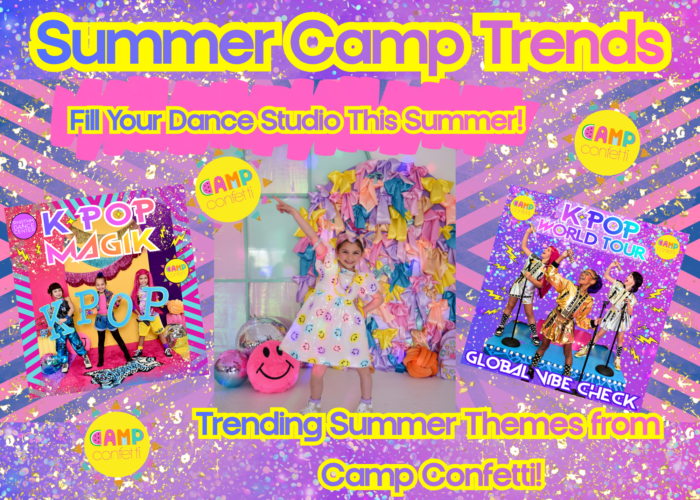 Collage of images of young dancers in bright colors